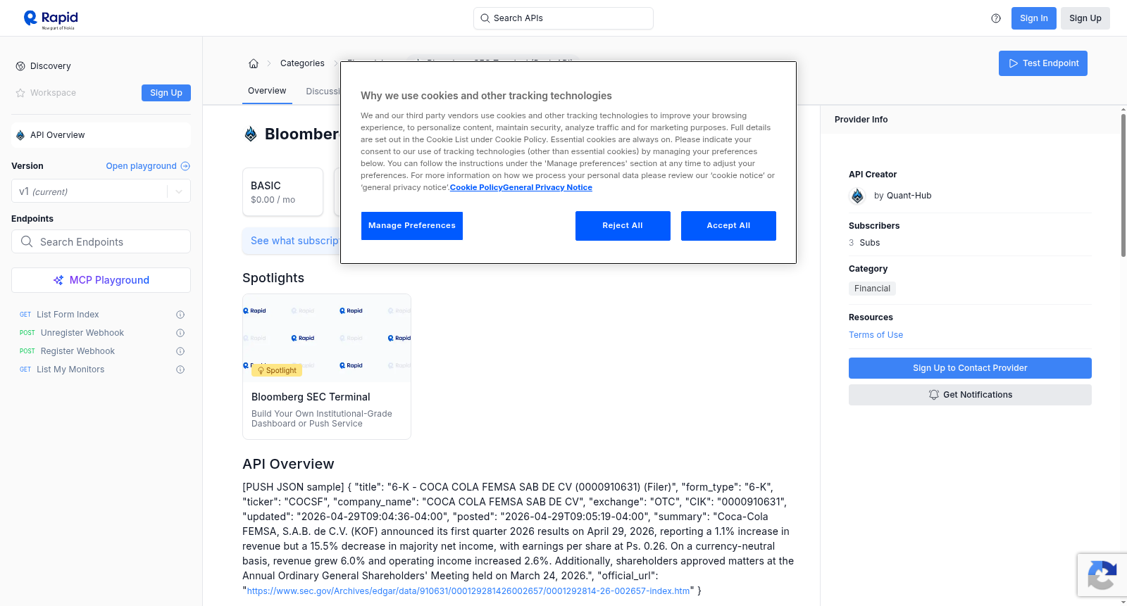 Bloomberg SEC Terminal (Push API) 数据集图片