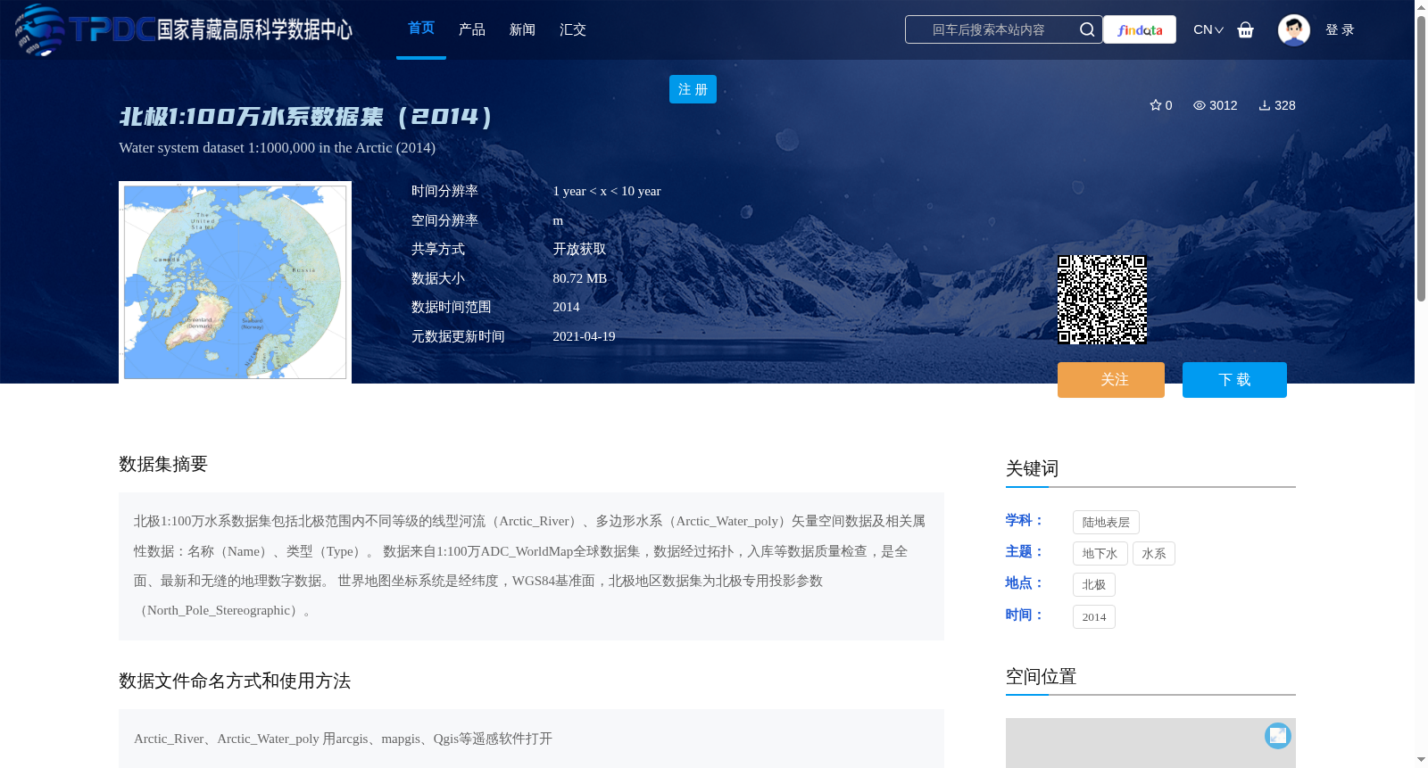 北极1:100万水系数据集(2014) 数据集图片