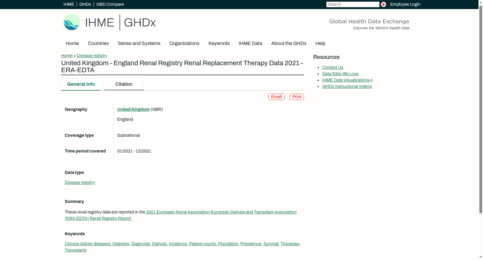 United Kingdom - England Renal Registry Renal Replacement Therapy Data 2021 - ERA-EDTA 数据集图片