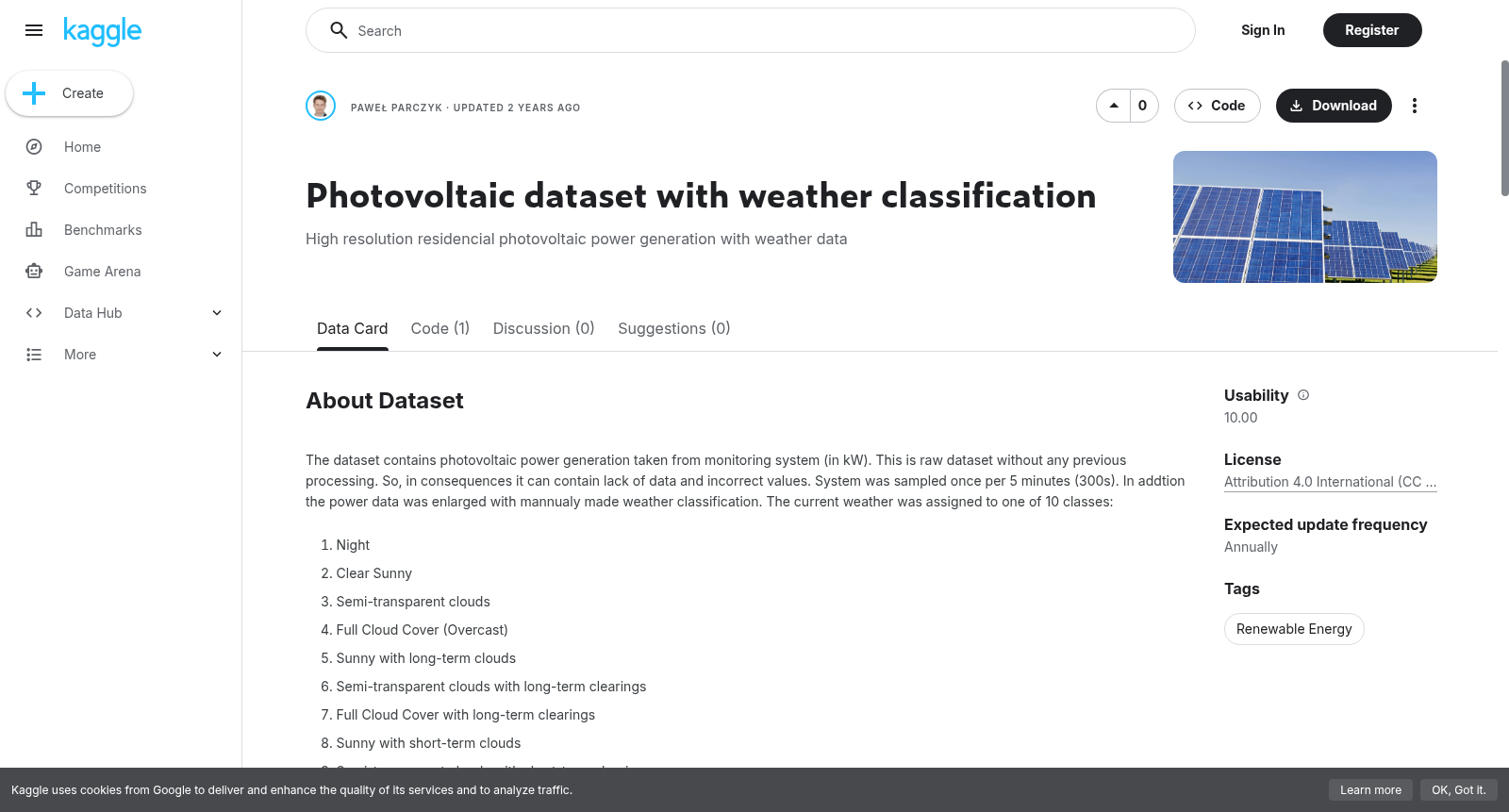 Photovoltaic dataset with weather classification 数据集图片
