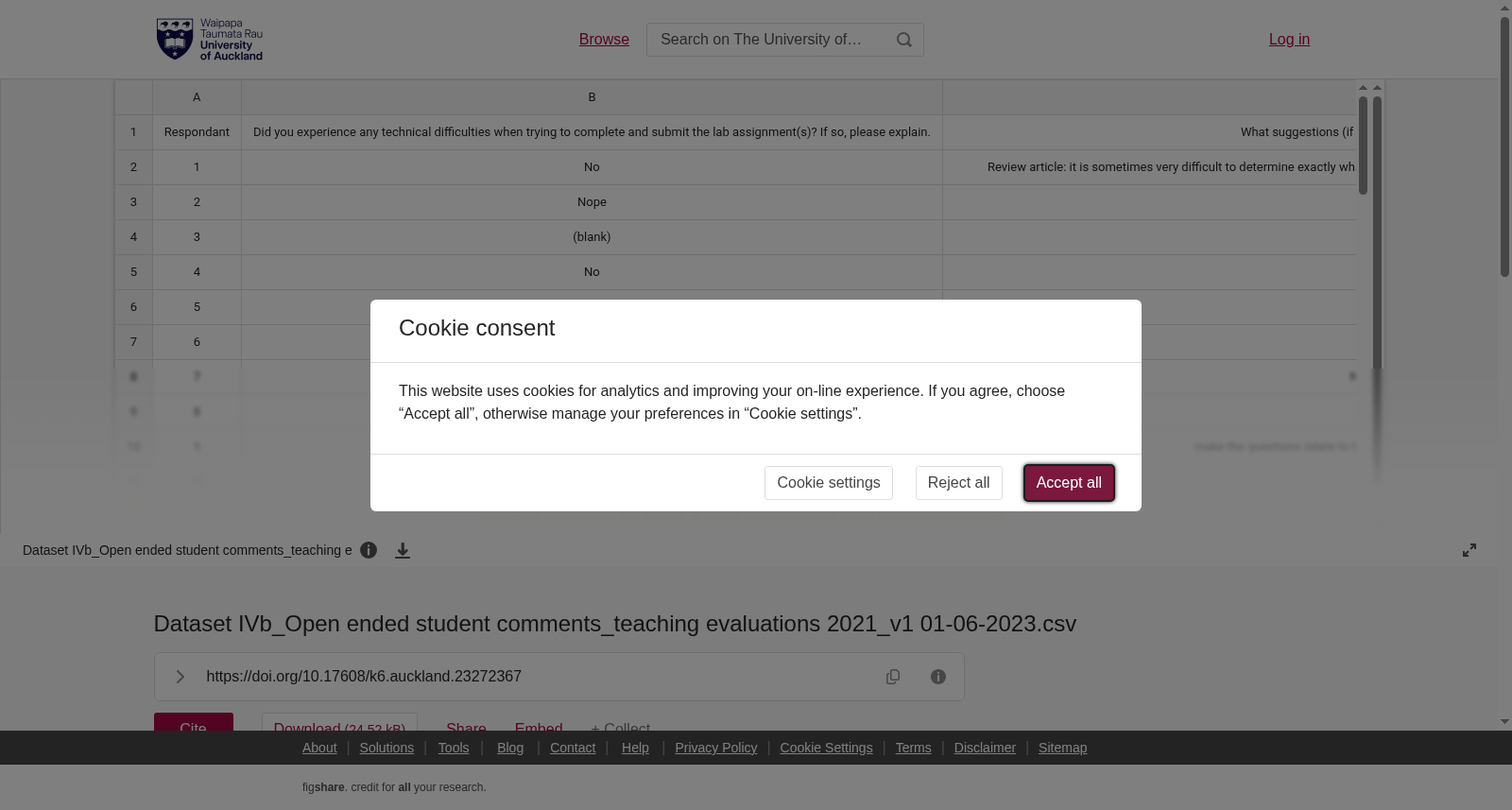 Dataset IVb_Open ended student comments_teaching evaluations 2021_v1 01-06-2023.csv 数据集图片