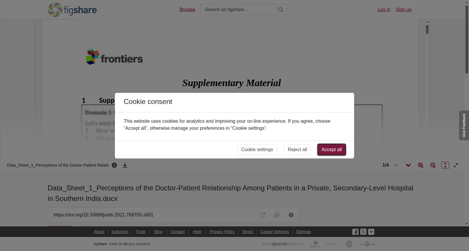 Data_Sheet_1_Perceptions of the Doctor-Patient Relationship Among Patients in a Private, Secondary-Level Hospital in Southern India.docx 数据集图片