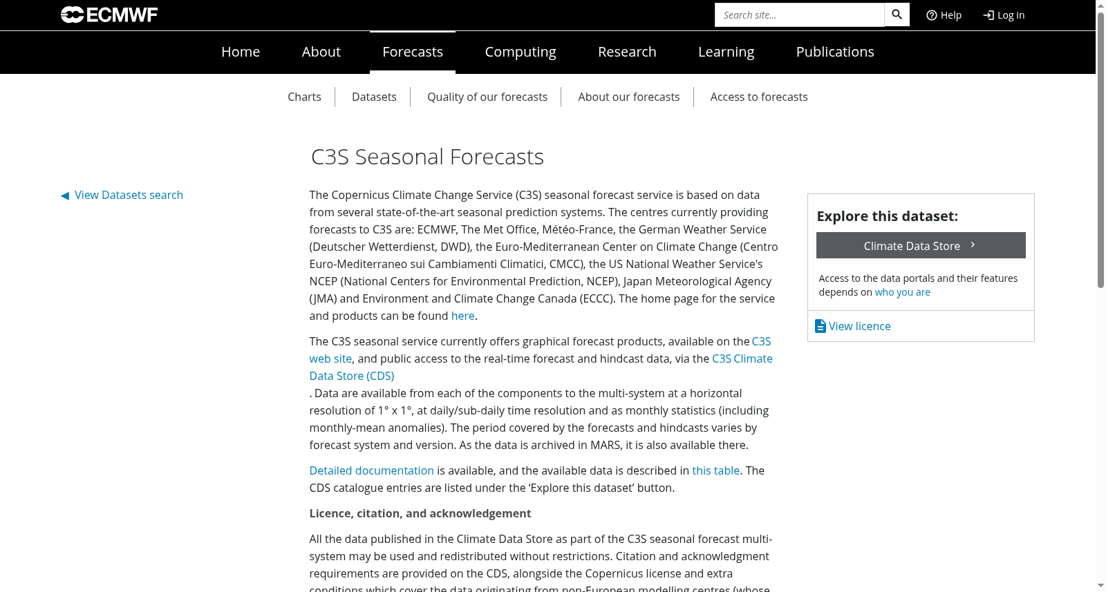 C3S Seasonal Forecasts 数据集图片