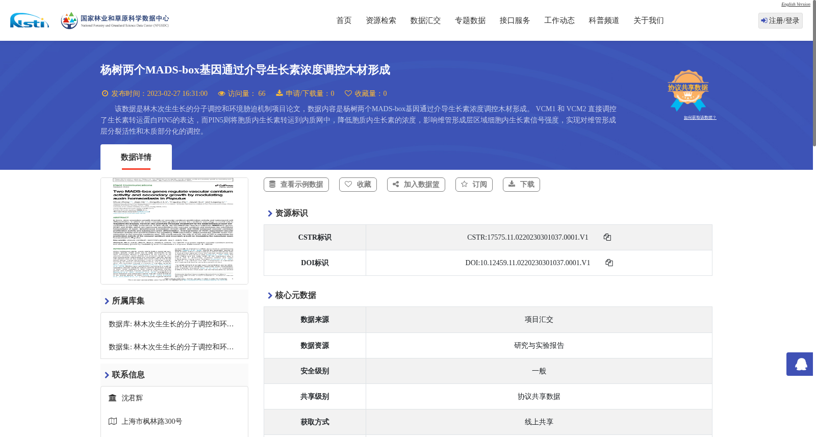 杨树两个MADS-box基因通过介导生长素浓度调控木材形成 数据集图片
