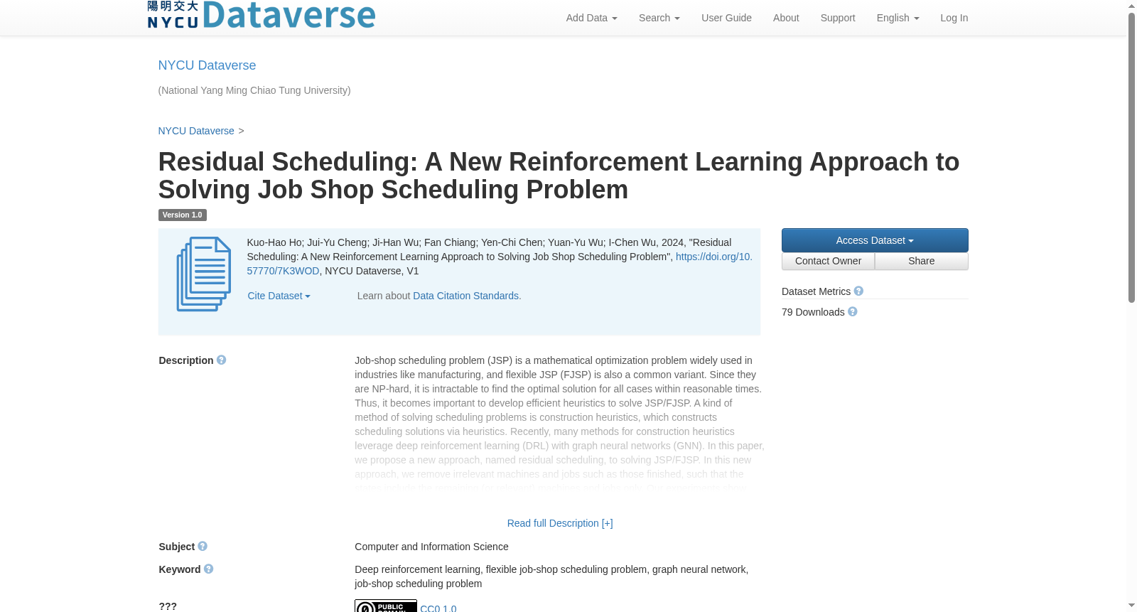 Residual Scheduling: A New Reinforcement Learning Approach to Solving Job Shop Scheduling Problem 数据集图片