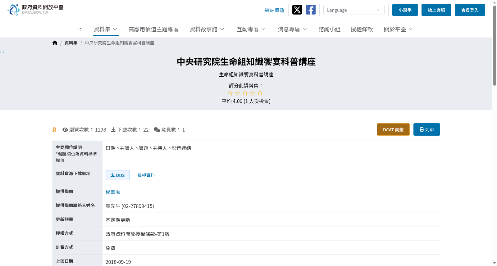 中央研究院生命組知識饗宴科普講座 数据集图片
