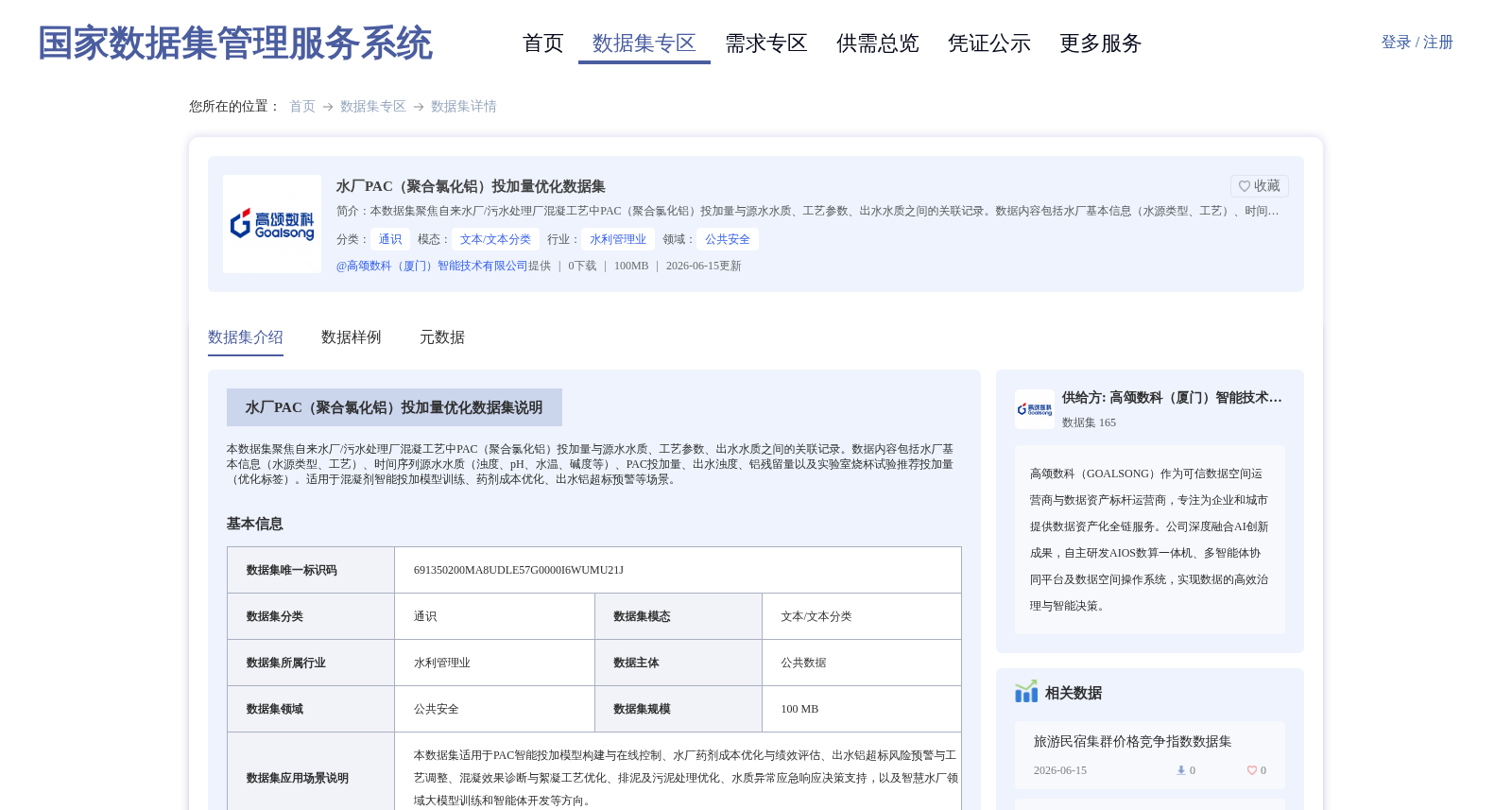 水厂PAC(聚合氯化铝)投加量优化数据集 数据集图片