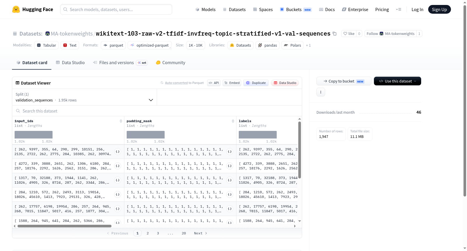 MA-tokenweights/wikitext-103-raw-v2-tfidf-invfreq-topic-stratified-v1-val-sequences 数据集图片