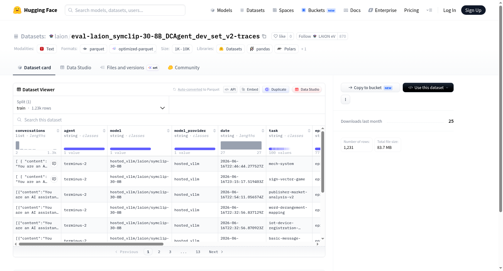 laion/eval-laion_symclip-30-8B_DCAgent_dev_set_v2-traces 数据集图片