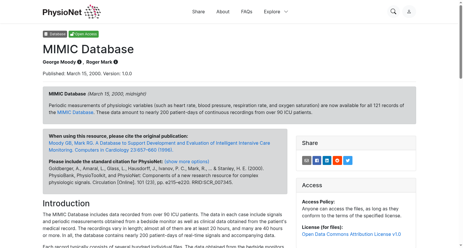 MIMIC Database 数据集图片