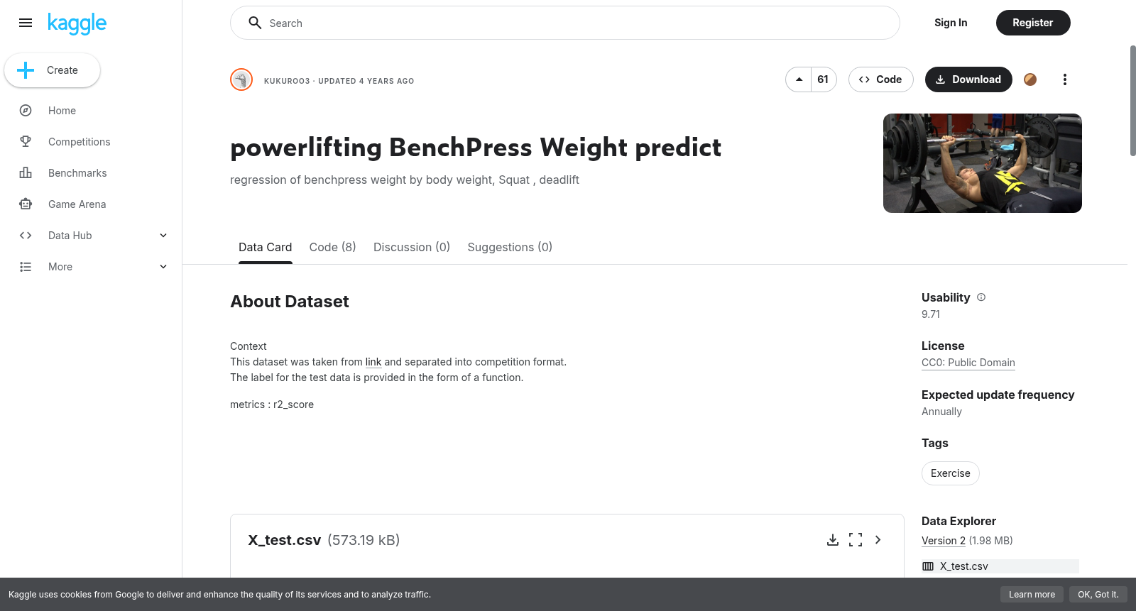 powerlifting BenchPress Weight predict 数据集图片