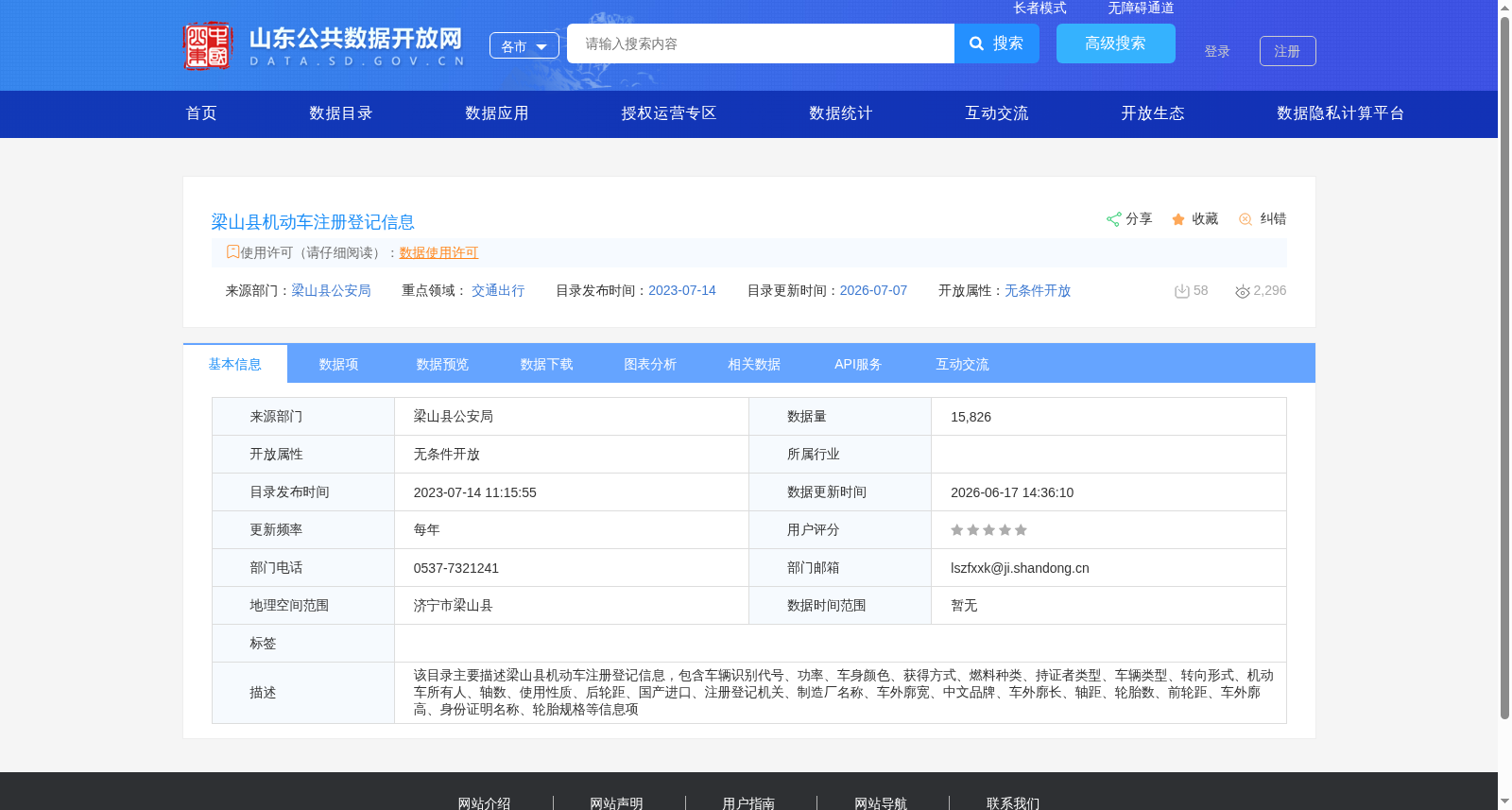梁山县机动车注册登记信息 数据集图片