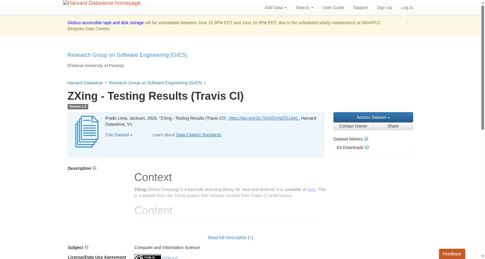 ZXing - Testing Results (Travis CI) 数据集图片