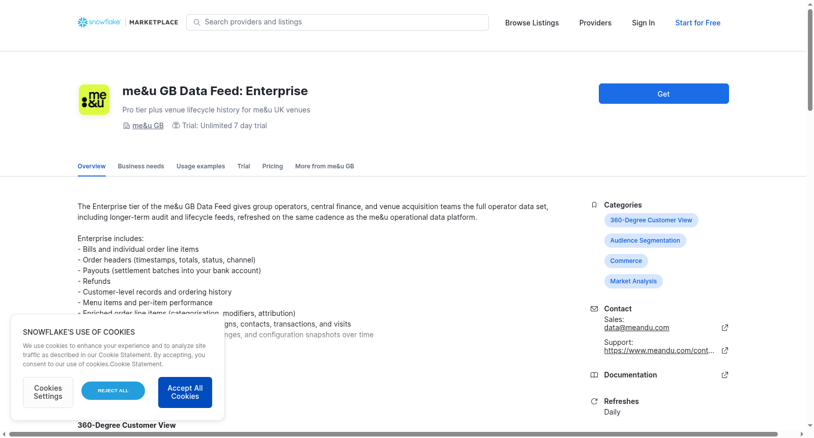 me&u GB Data Feed: Enterprise 数据集图片