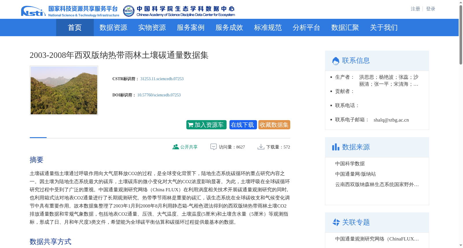 2003-2008年西双版纳热带雨林土壤碳通量数据集 数据集图片
