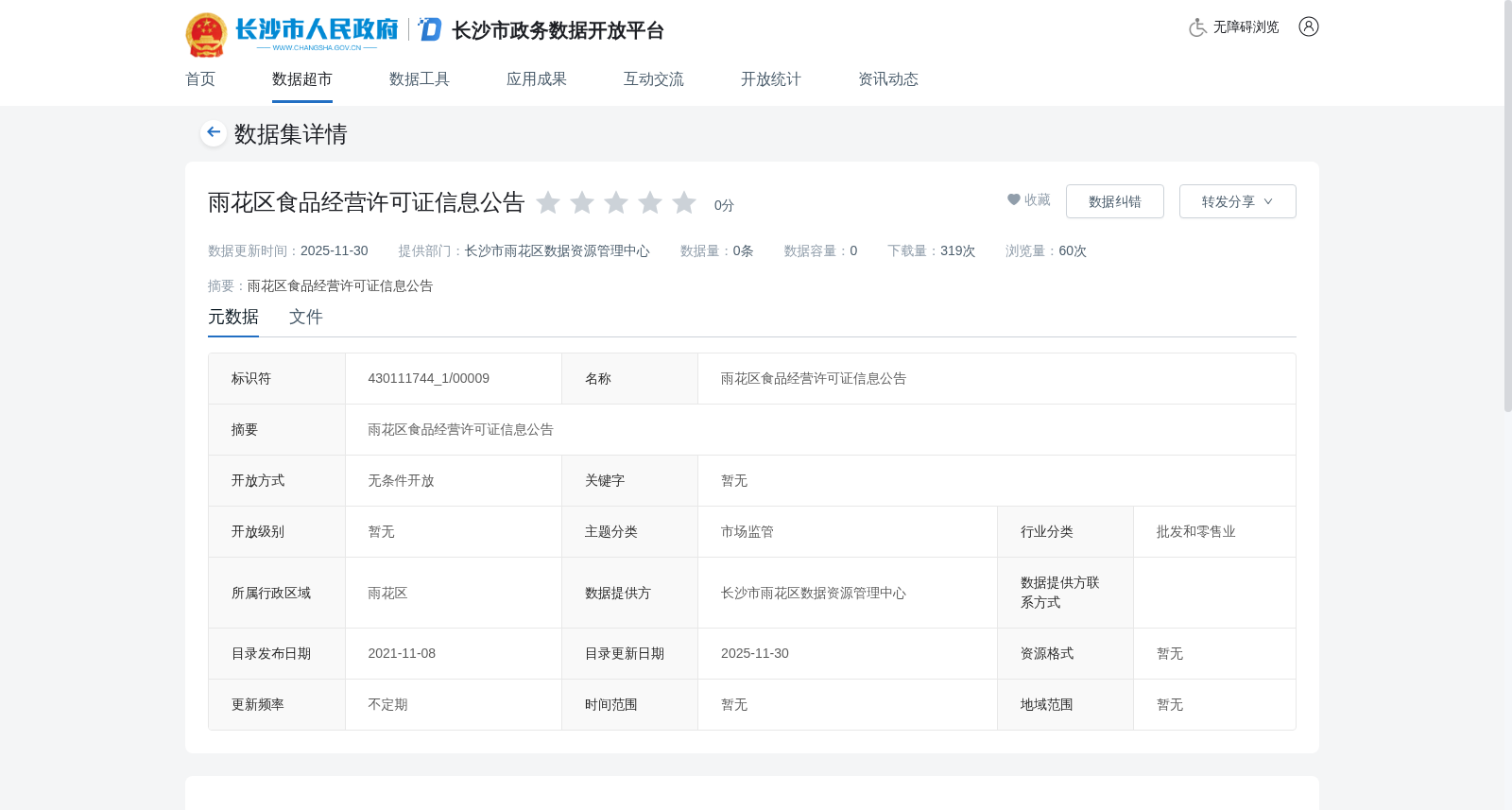 雨花区食品经营许可证信息公告 数据集图片