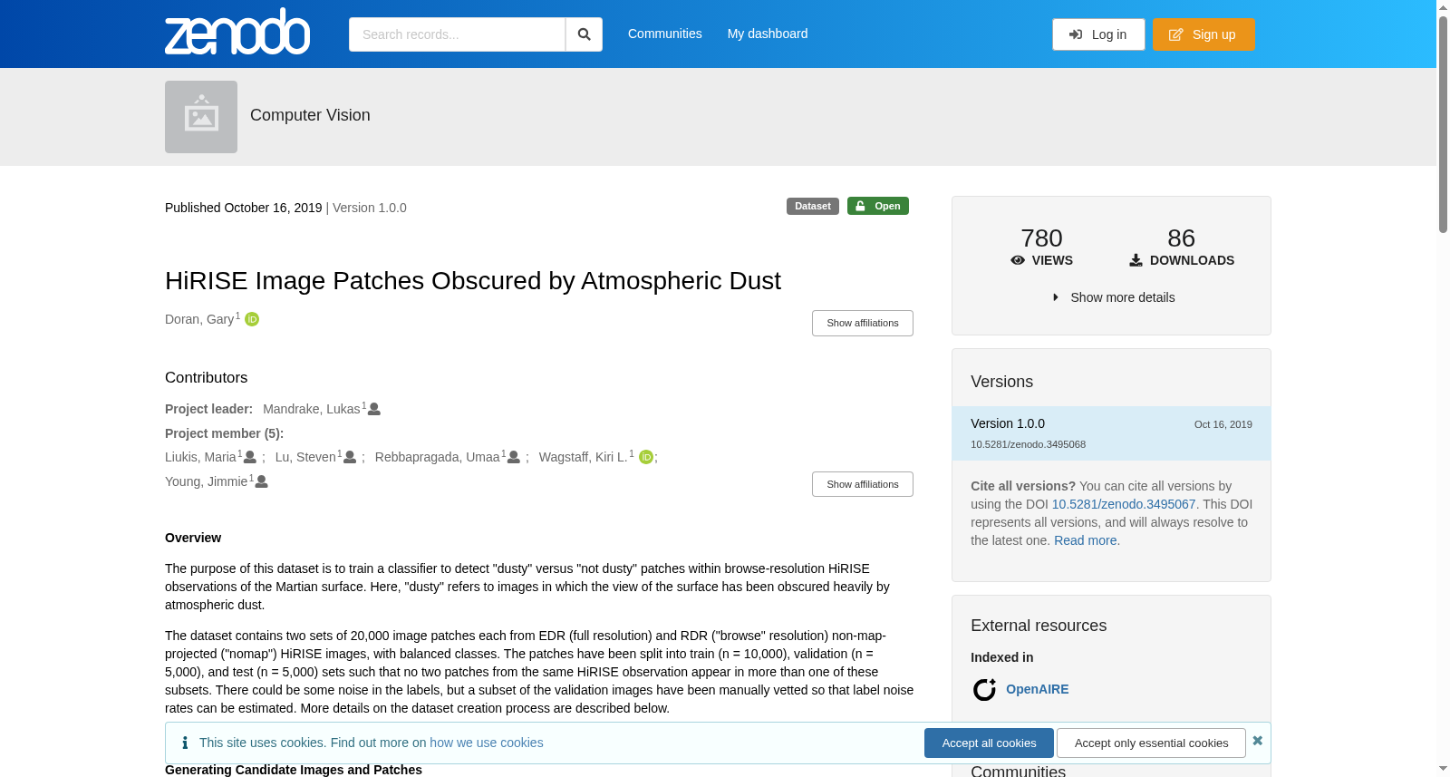 HiRISE Image Patches Obscured by Atmospheric Dust 数据集图片