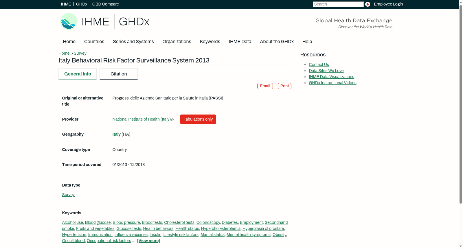 Italy Behavioral Risk Factor Surveillance System 2013 数据集图片