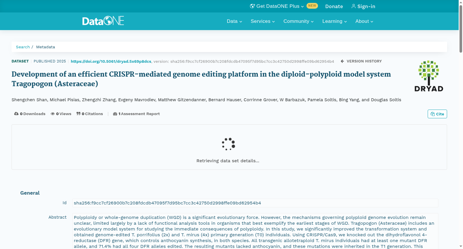 Development of an efficient CRISPR-mediated genome editing platform in the diploid-polyploid model system Tragopogon (Asteraceae) 数据集图片
