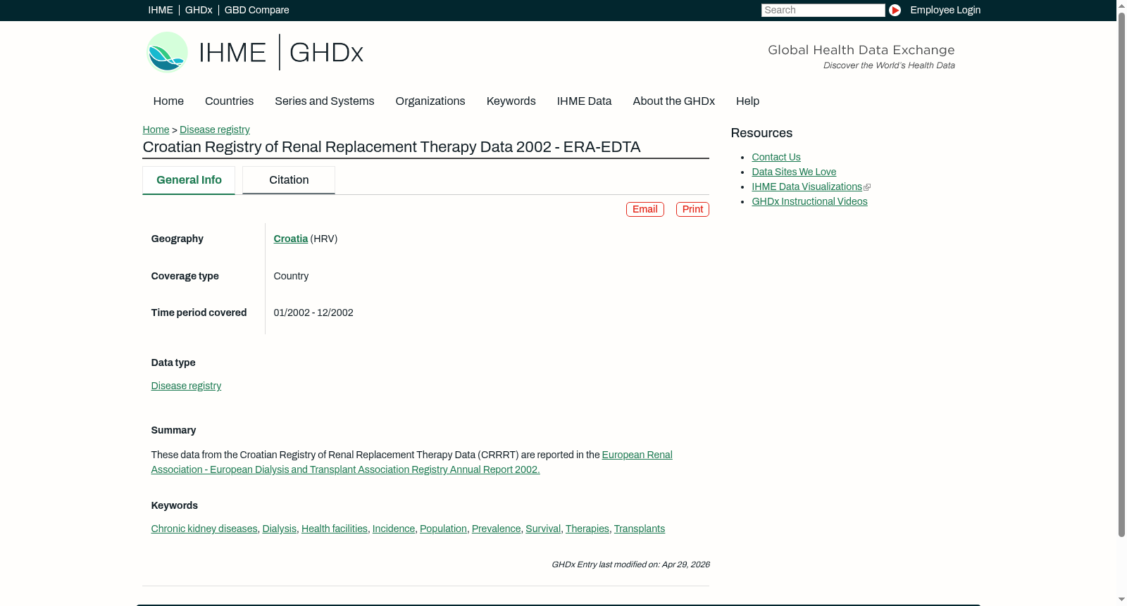 Croatian Registry of Renal Replacement Therapy Data 2002 - ERA-EDTA 数据集图片