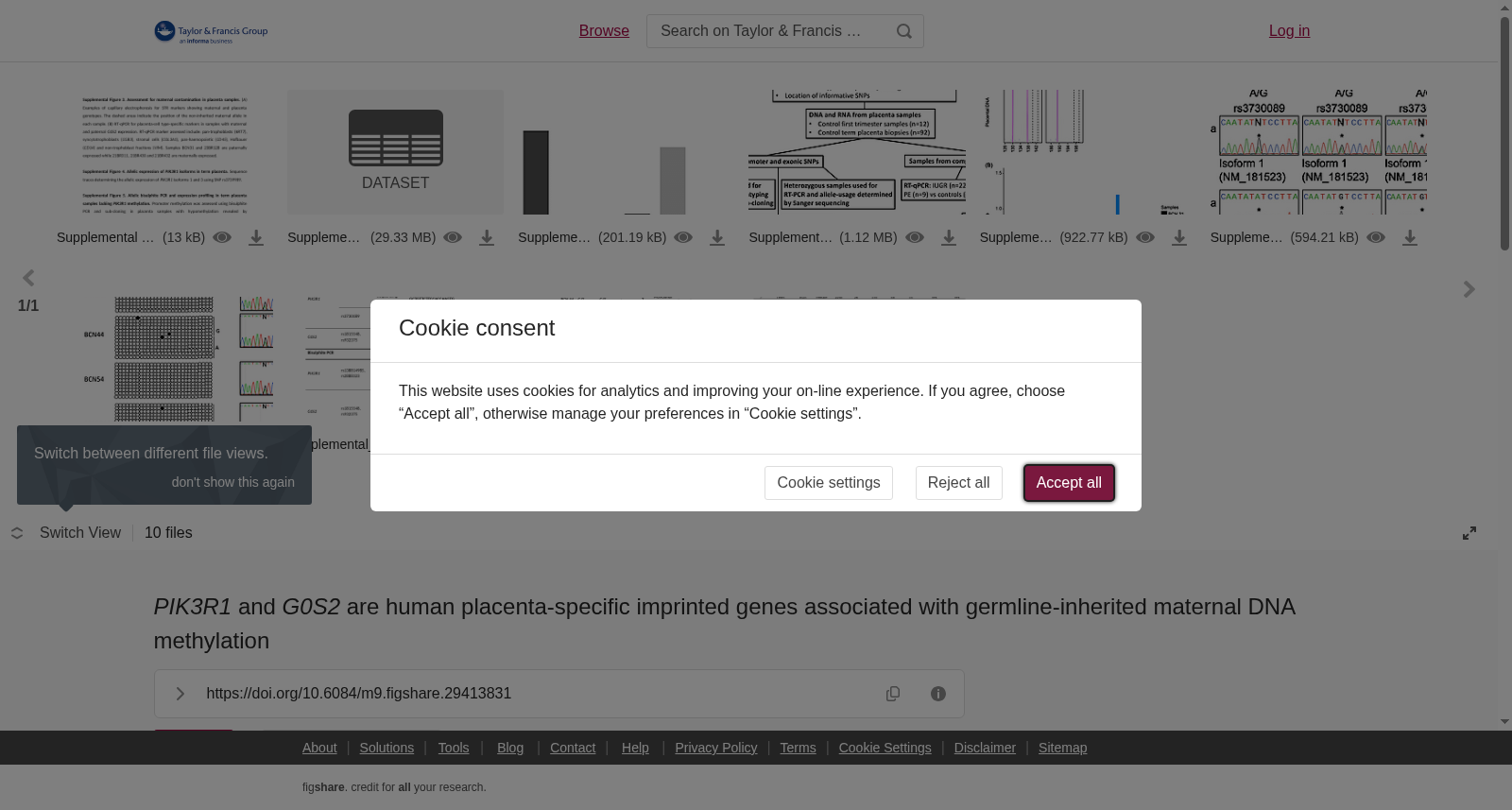 <i>PIK3R1</i> and <i>G0S2</i> are human placenta-specific imprinted genes associated with germline-inherited maternal DNA methylation 数据集图片