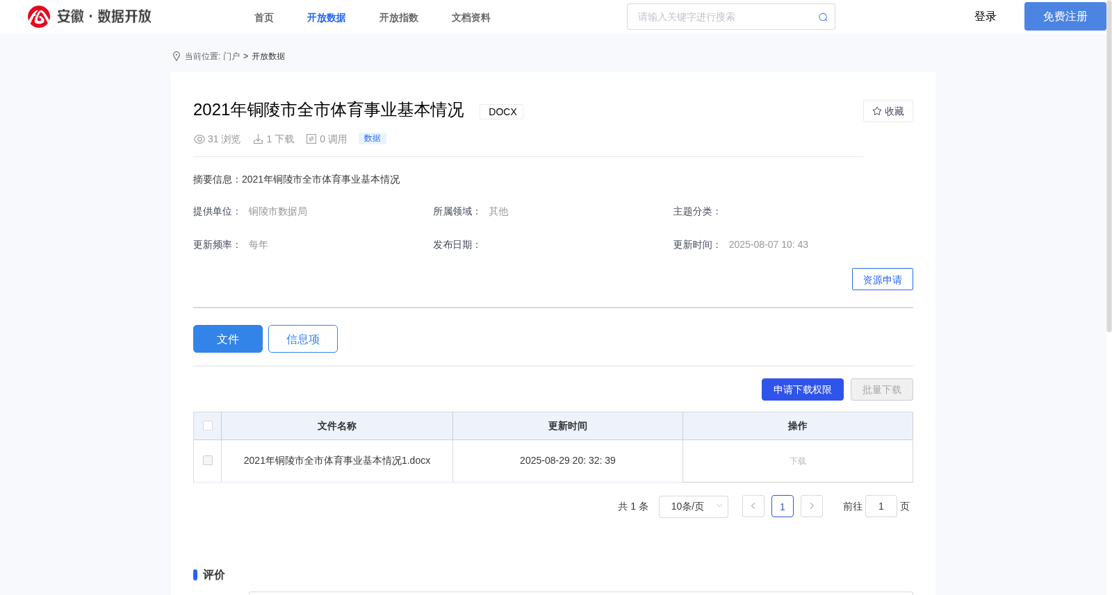 2021年铜陵市全市体育事业基本情况 数据集图片