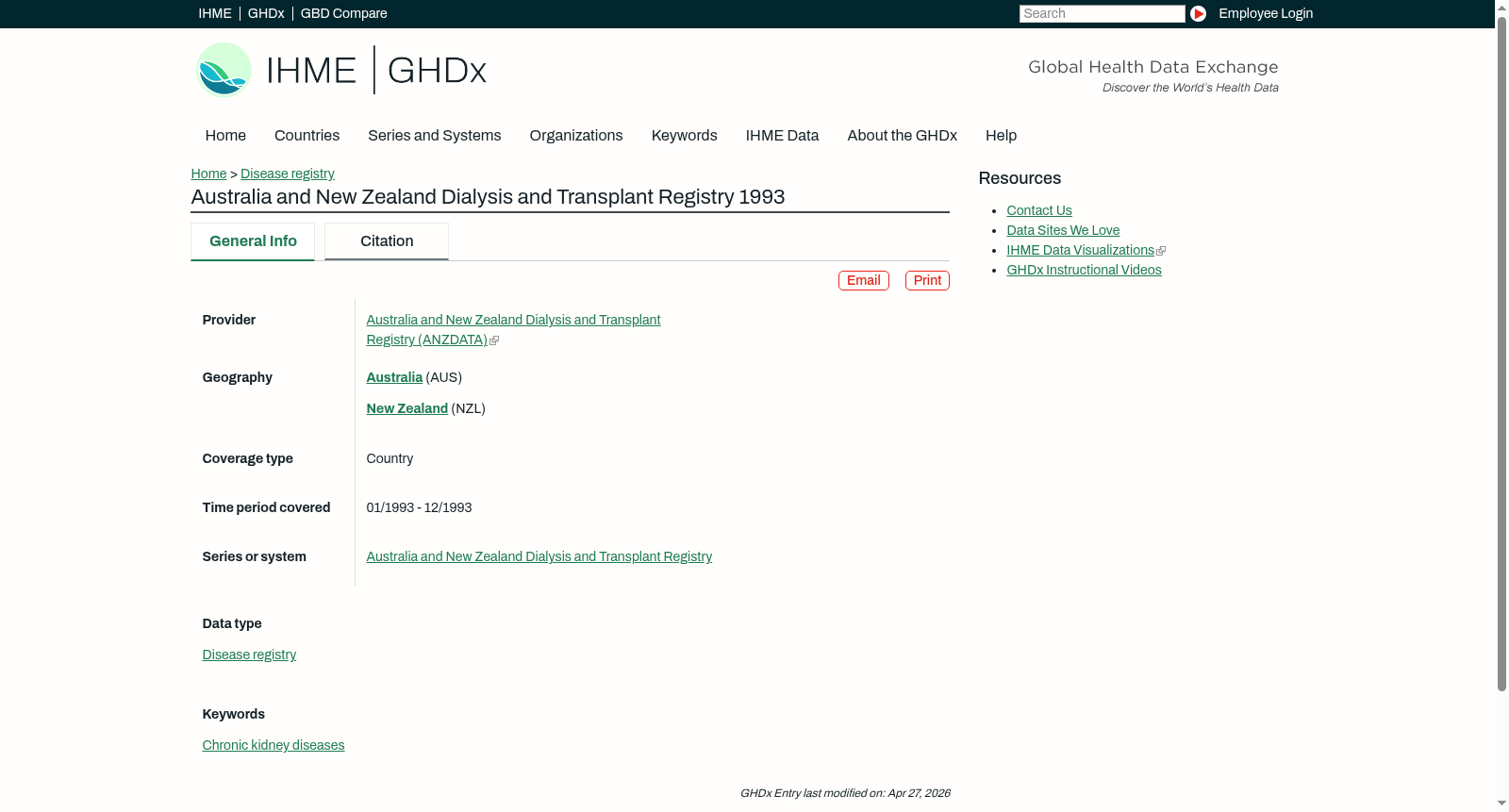 Australia and New Zealand Dialysis and Transplant Registry 1993 数据集图片