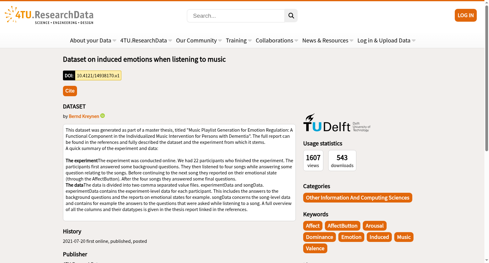 Dataset on induced emotions when listening to music 数据集图片