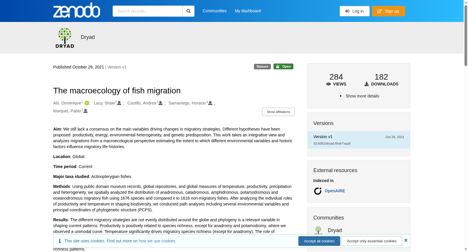 The macroecology of fish migration 数据集图片