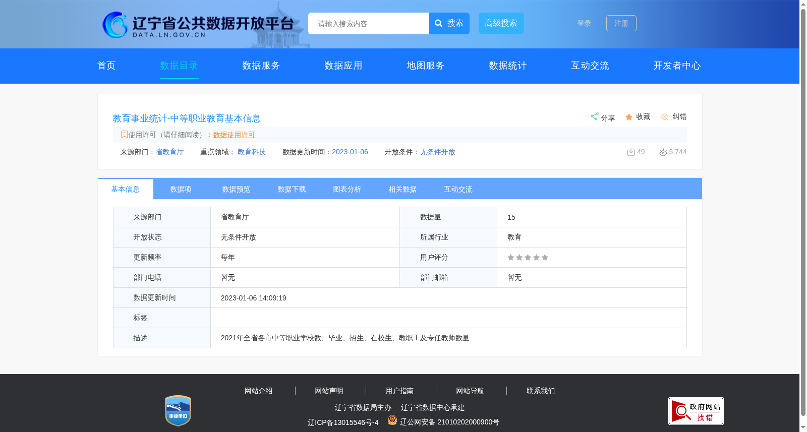 教育事业统计-中等职业教育基本信息 数据集图片