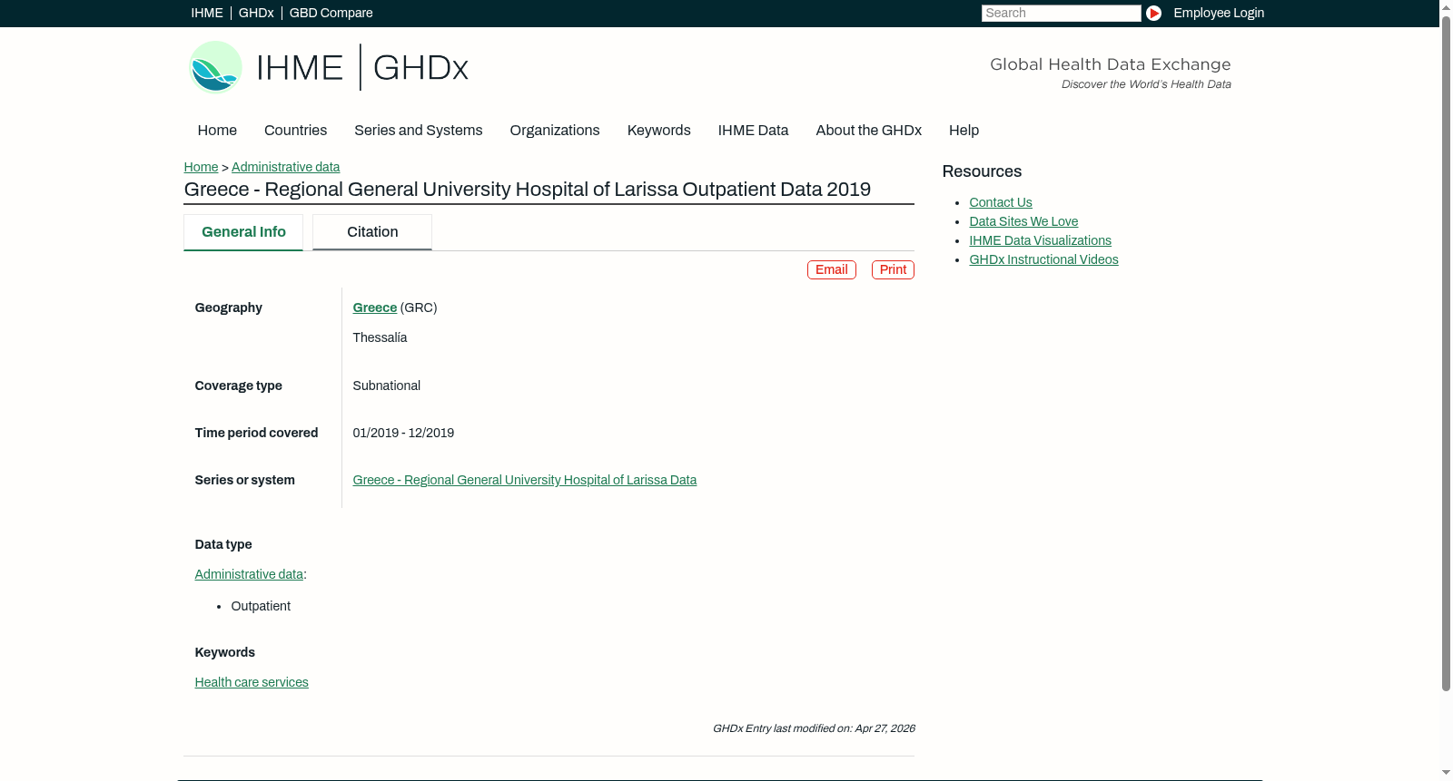 Greece - Regional General University Hospital of Larissa Outpatient Data 2019 数据集图片