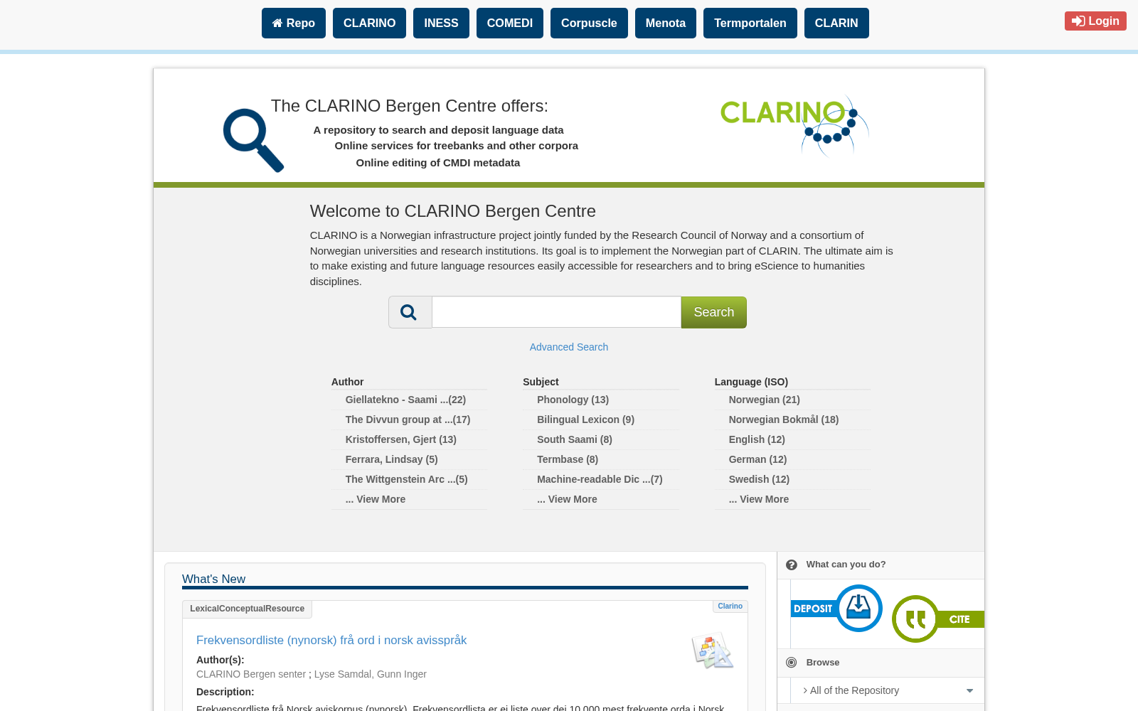 CLARINO Bergen Repository 数据集图片