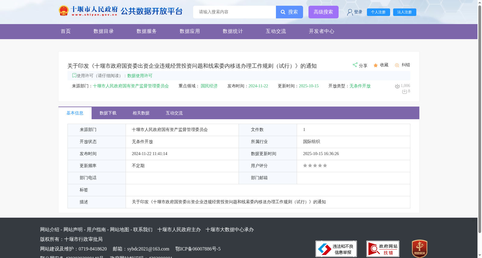关于印发《十堰市政府国资委出资企业违规经营投资问题和线索委内移送办理工作规则（试行）》的通知 数据集图片
