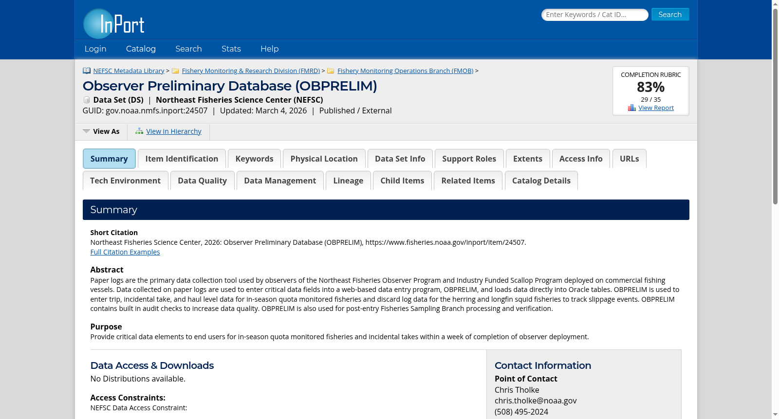 OBPRELIM Observer Preliminary Data System 数据集图片