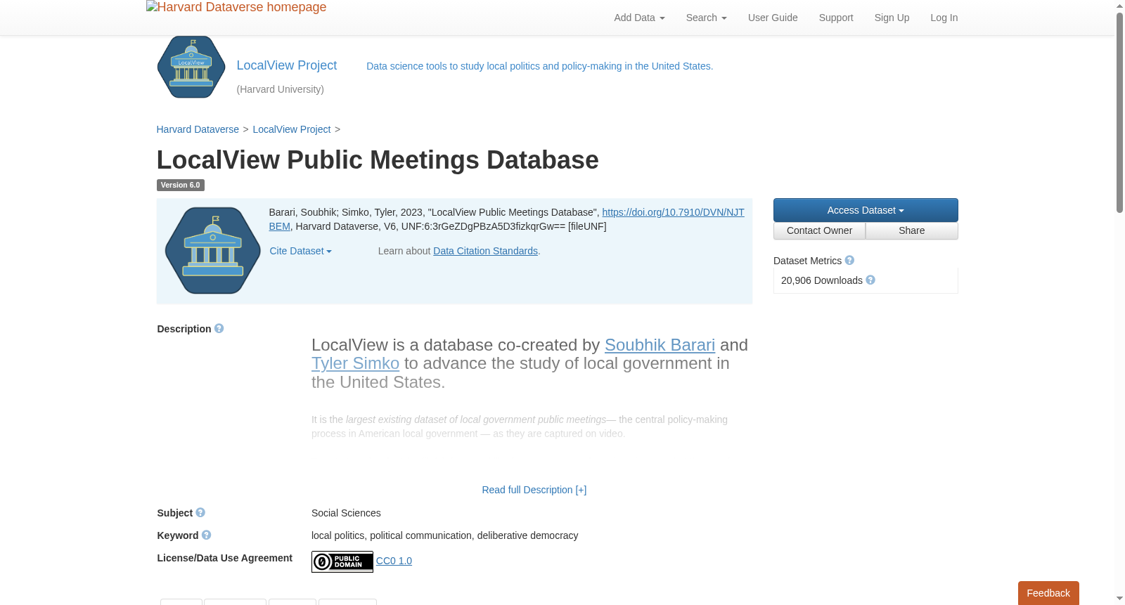 LocalView Public Meetings Database 数据集图片
