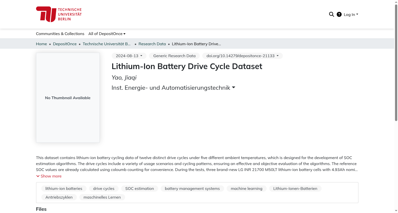 Lithium-Ion Battery Drive Cycle Dataset 数据集图片
