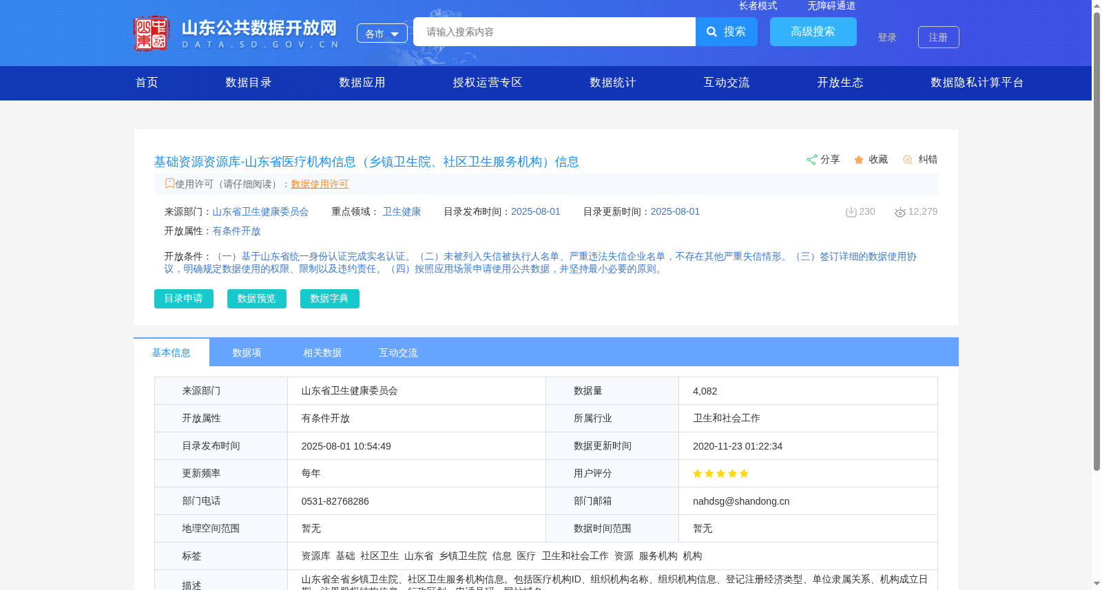 基础资源资源库-山东省医疗机构信息（乡镇卫生院、社区卫生服务机构）信息 数据集图片