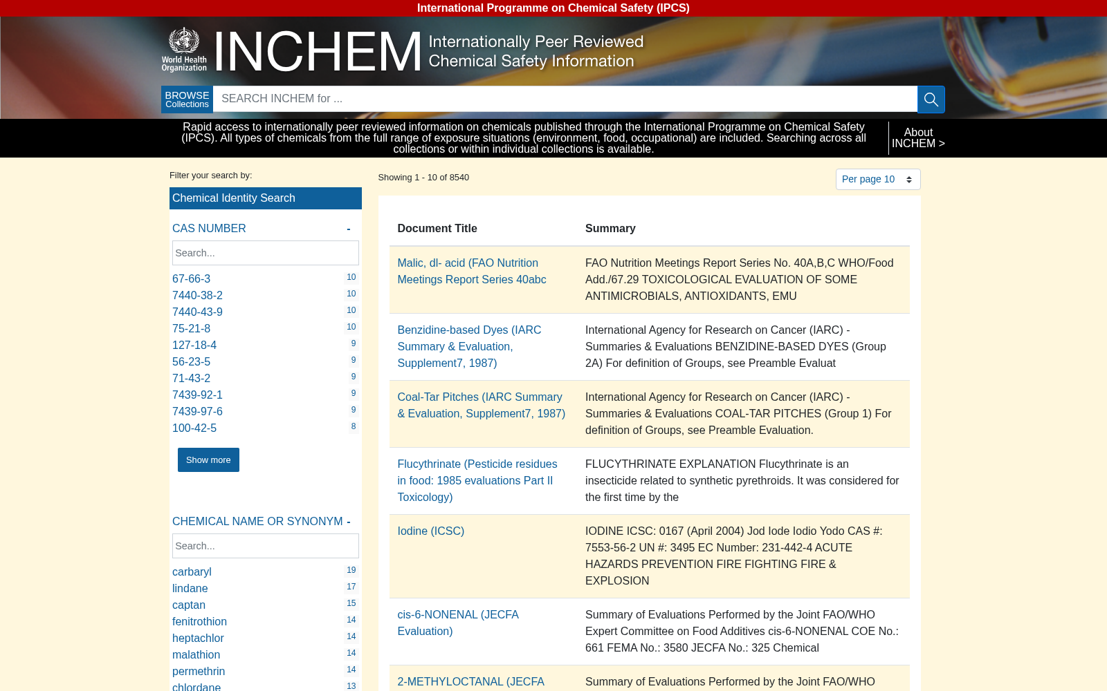 Internationally Peer Reviewed Chemical Safety Information 数据集图片