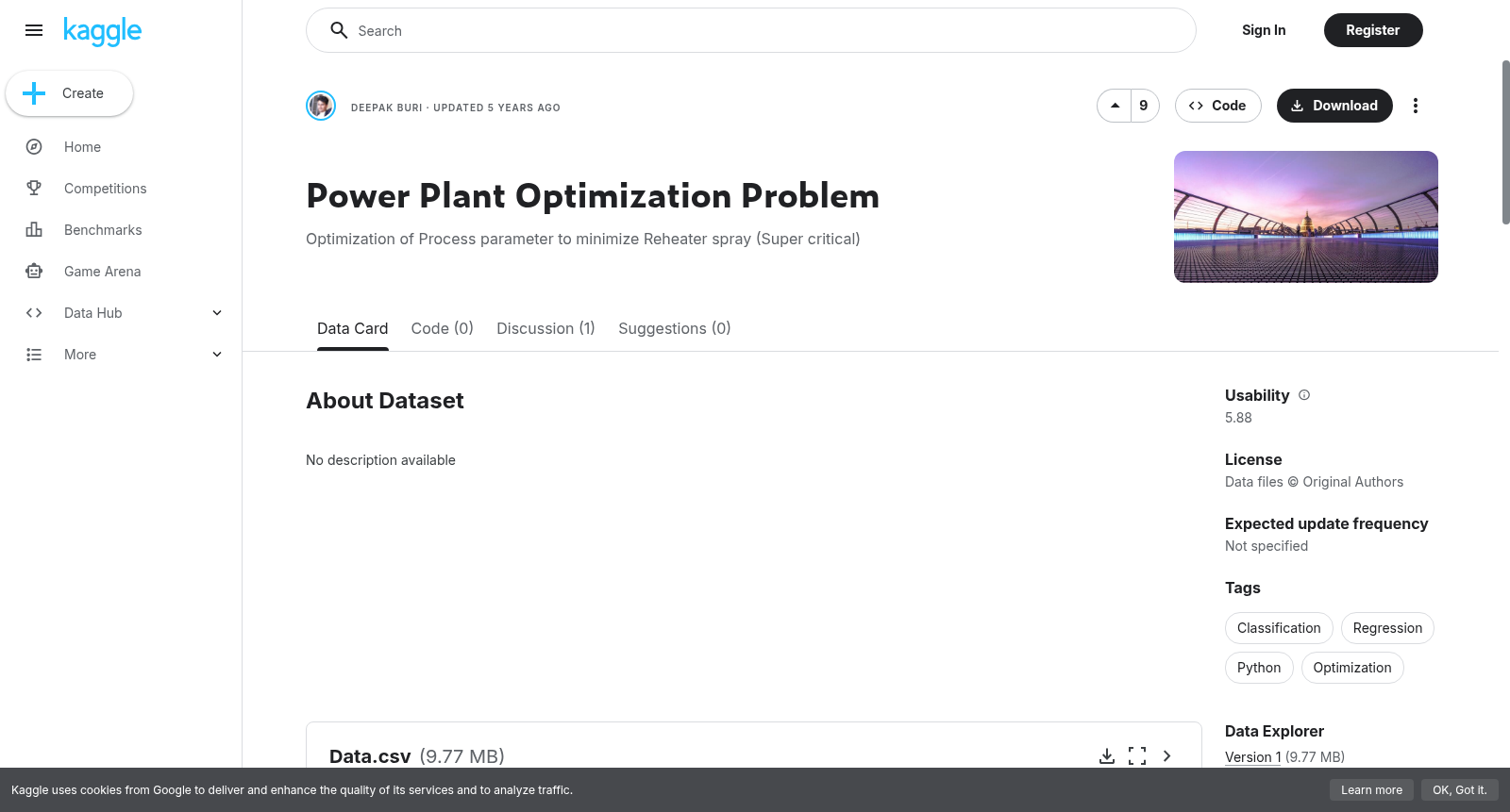 Power Plant Optimization Problem 数据集图片