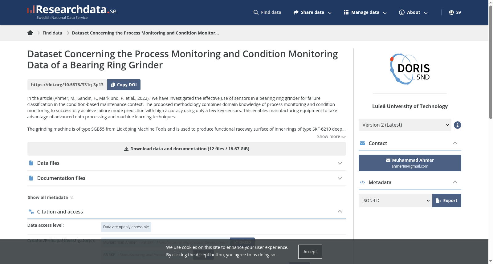 Dataset Concerning the Process Monitoring and Condition Monitoring Data of a Bearing Ring Grinder 数据集图片