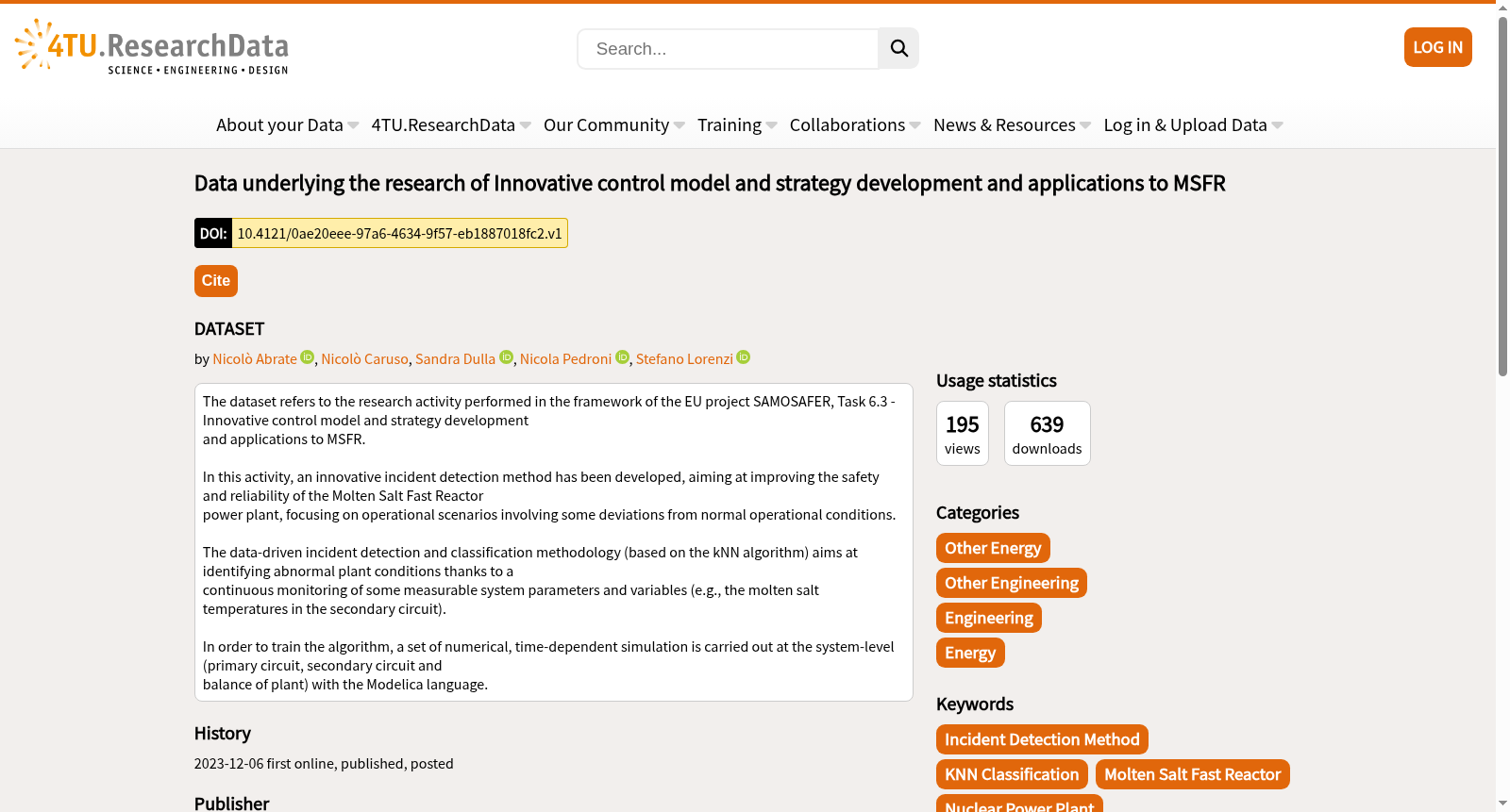 Data underlying the research of Innovative control model and strategy development and applications to MSFR 数据集图片
