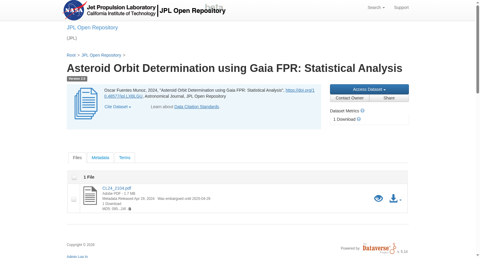 Asteroid Orbit Determination using Gaia FPR: Statistical Analysis 数据集图片