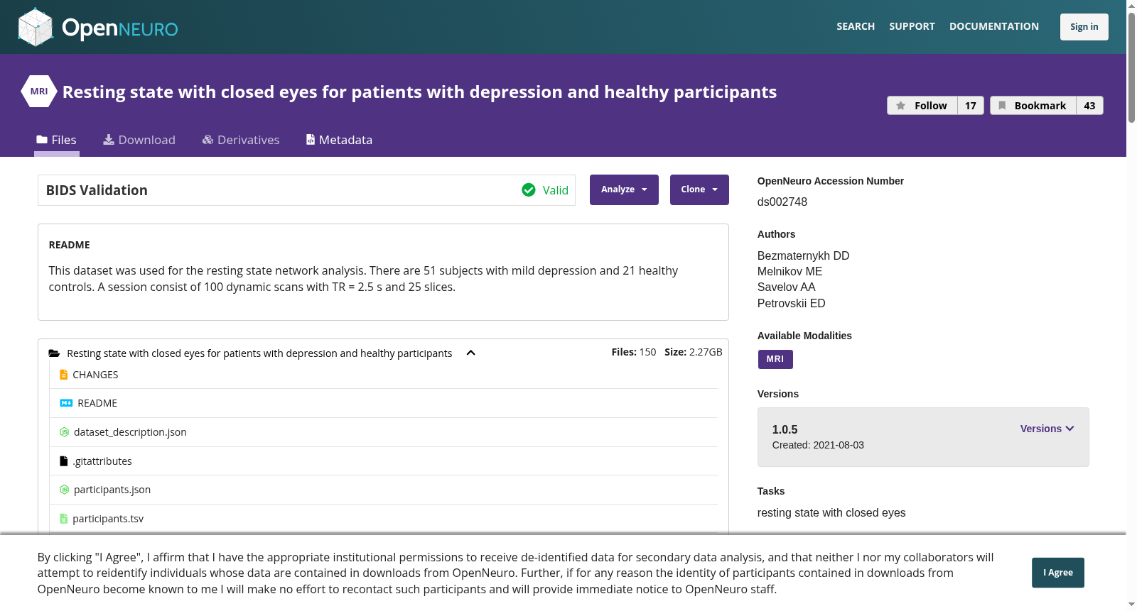 Resting state with closed eyes for patients with depression and healthy participants 数据集图片