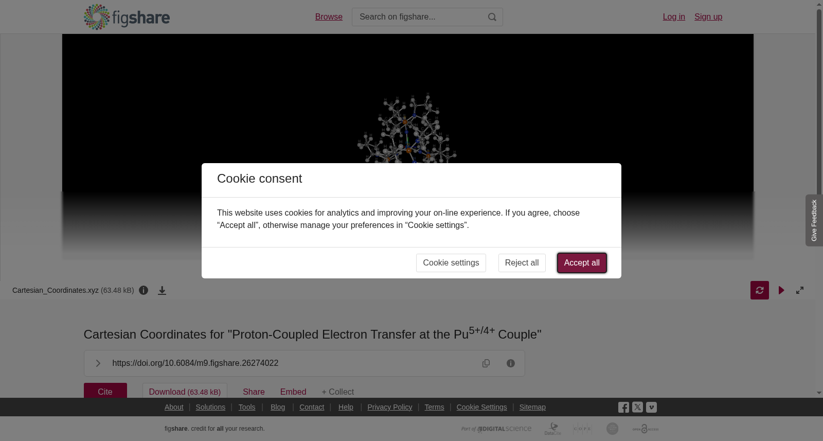 Cartesian Coordinates for "Proton-Coupled Electron Transfer at the Pu<sup>5+/4+ </sup>Couple" 数据集图片