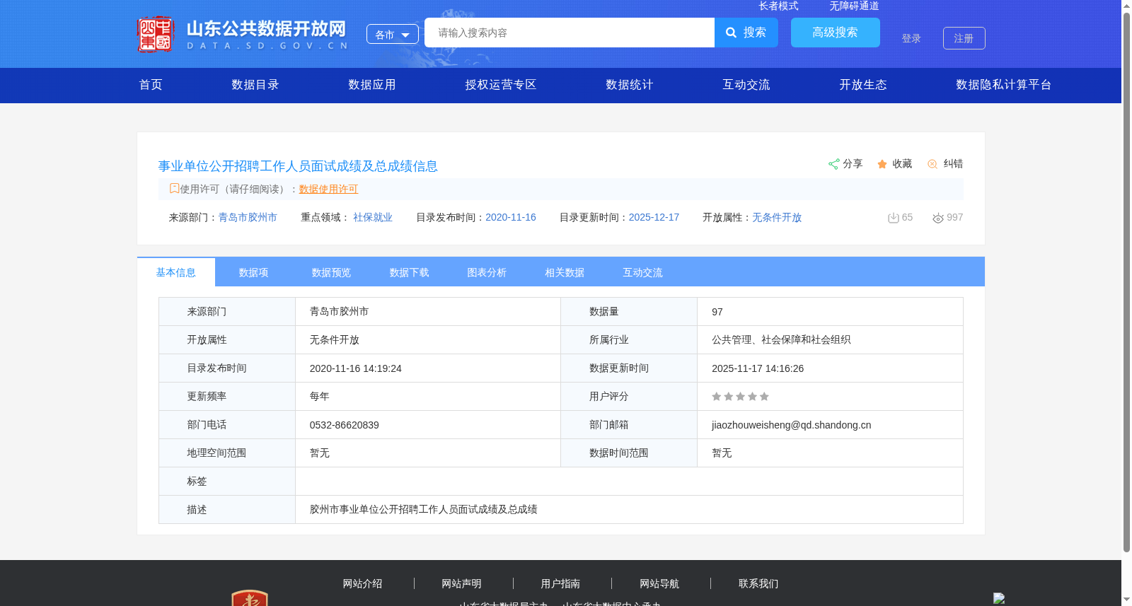 事业单位公开招聘工作人员面试成绩及总成绩信息 数据集图片