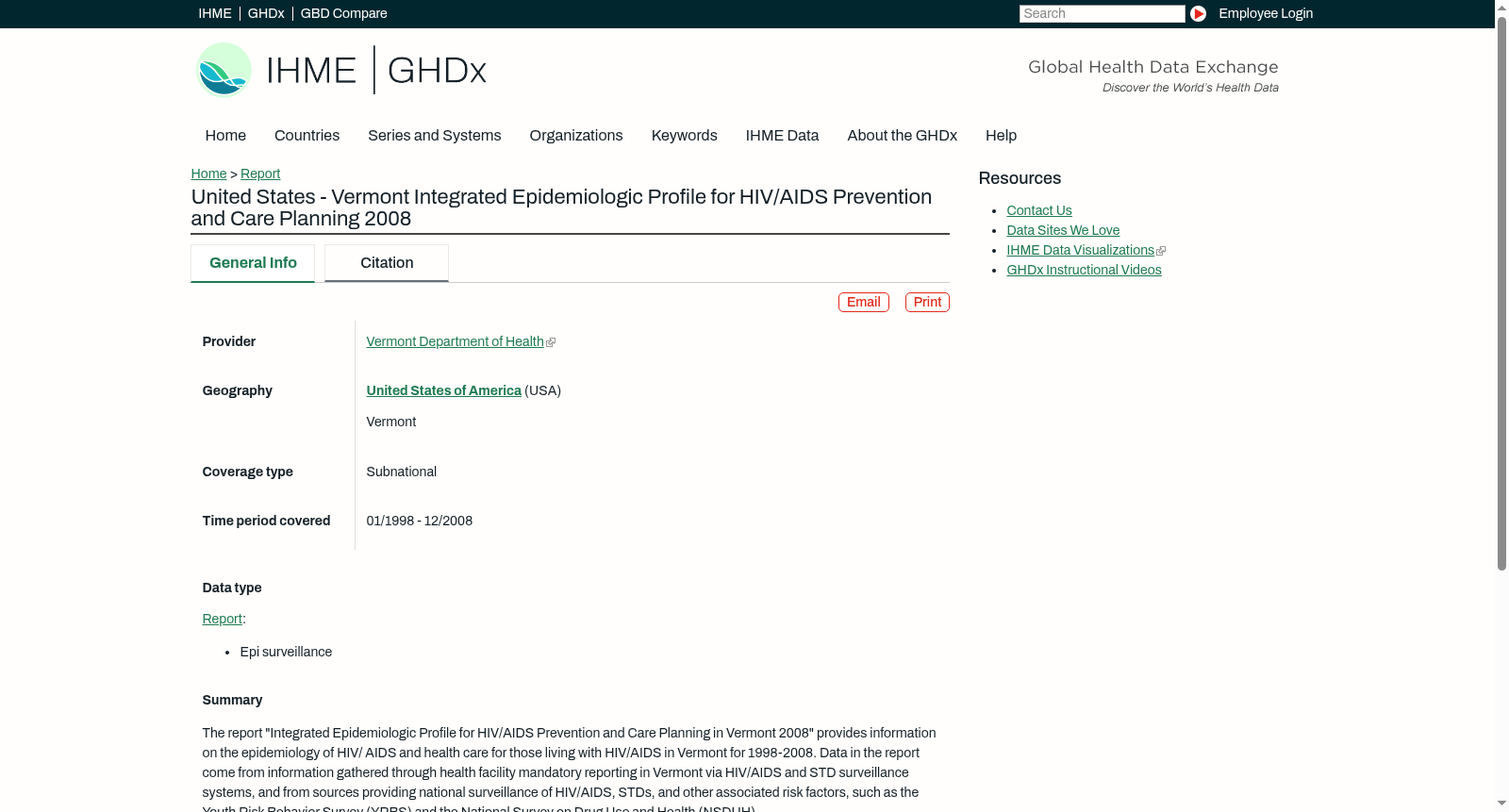 United States - Vermont Integrated Epidemiologic Profile for HIV/AIDS Prevention and Care Planning 2008 数据集图片
