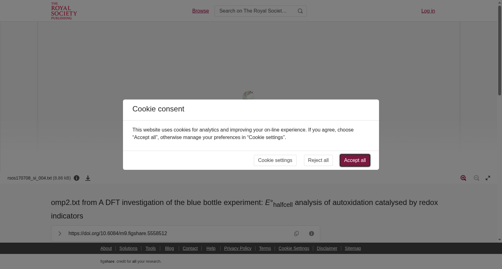 omp2.txt from A DFT investigation of the blue bottle experiment: <i>E</i>°<sub>halfcell</sub> analysis of autoxidation catalysed by redox indicators 数据集图片