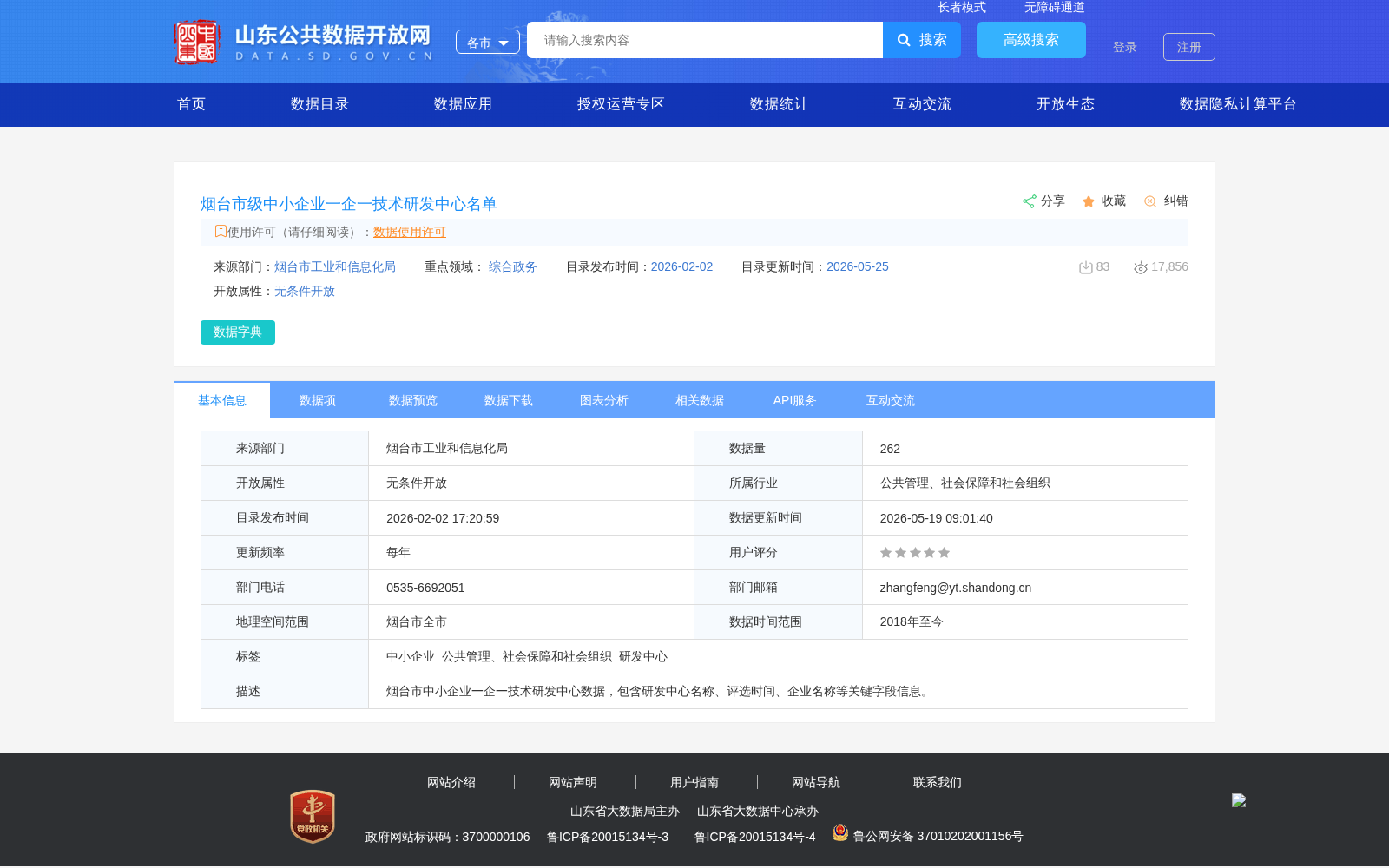 烟台市级中小企业一企一技术研发中心名单 数据集图片