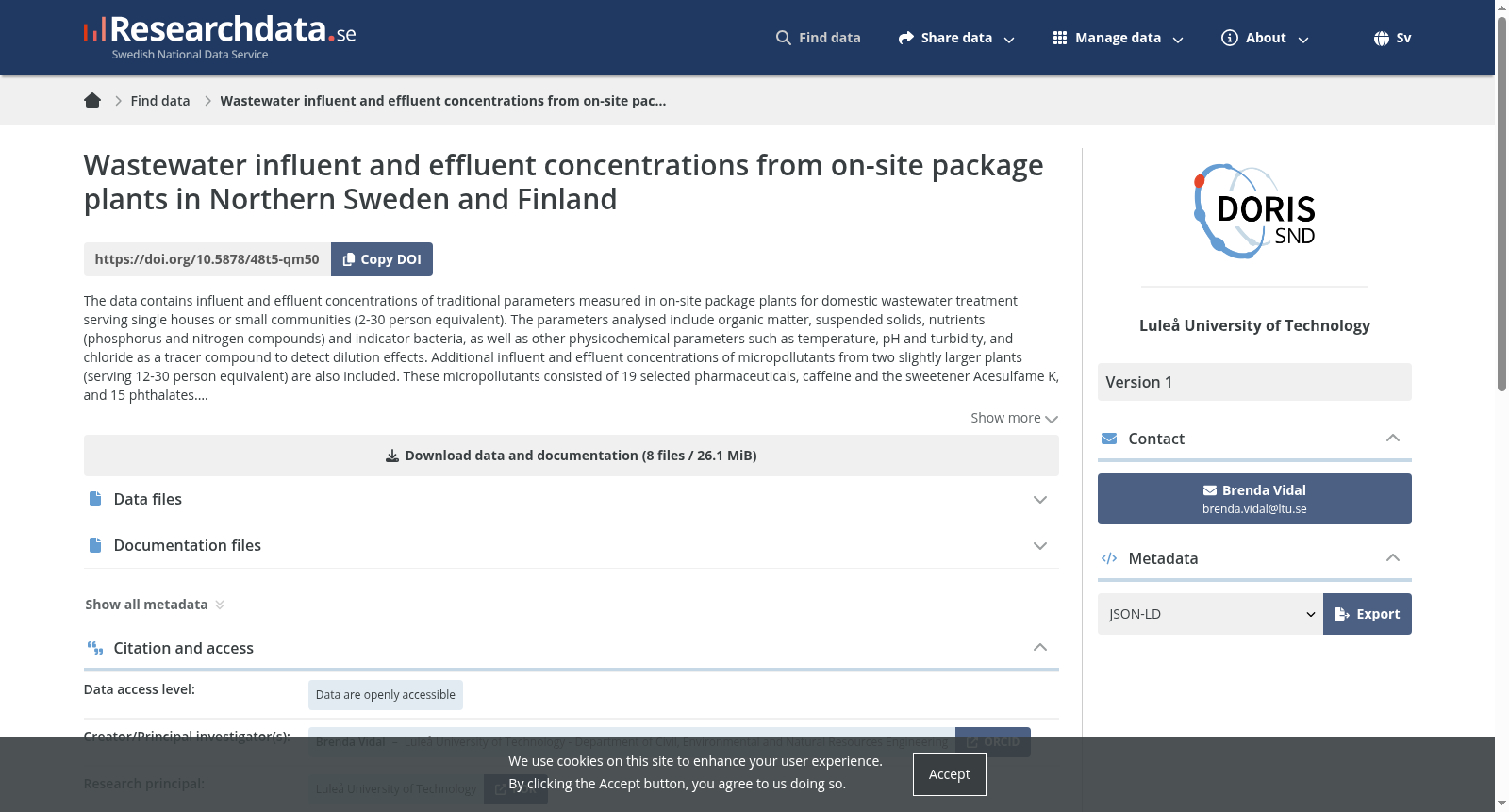 Wastewater influent and effluent concentrations from on-site package plants in Northern Sweden and Finland 数据集图片