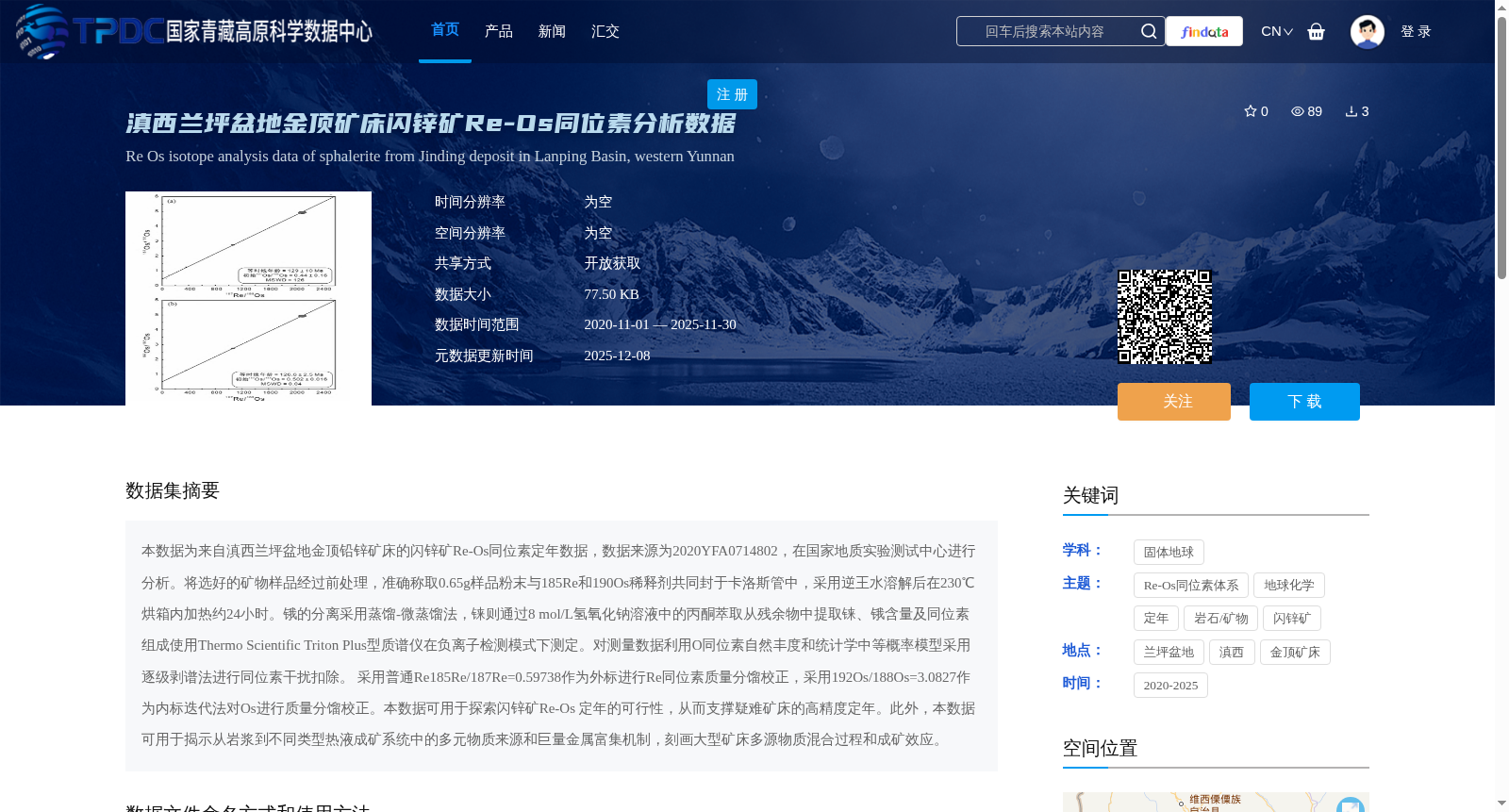 滇西兰坪盆地金顶矿床闪锌矿Re-Os同位素分析数据 数据集图片